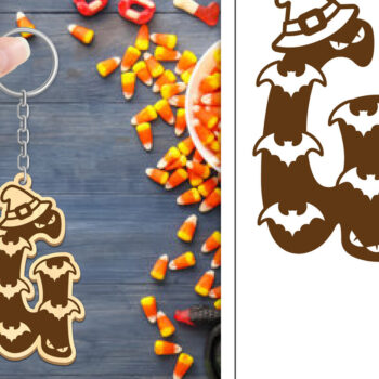 Intra απο ξύλο plywood 3mm-4mm πάχος - με μπρελόκ Halloween Aphabet Δίασταση 4x4 cm INTRAFABR-103745686 - Image 1