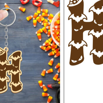 Intra απο ξύλο plywood 3mm-4mm πάχος - με μπρελόκ Halloween Aphabet Δίασταση 4x4 cm INTRAFABR-103745765 - Image 1