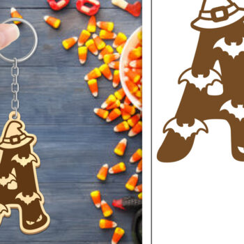 Intra απο ξύλο plywood 3mm-4mm πάχος - Μπρελόκ Halloween Aphabet Κοπή Laser Let Δίασταση 4x4 cm INTRAFABR-103745332 - Image 1