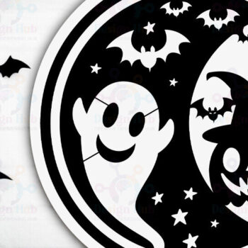 Intra απο ξύλο plywood 3mm-4mm πάχος - Στρογγυλό  αποκοπής με λέιζερ Halloween Baby Moon Δίασταση 15x15 cm INTRAFABR-77182993 - Image 3