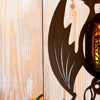 Intra απο ξύλο plywood 3mm-4mm πάχος - Διακοσμητικό Κηροπήγιο Halloween Bat Δίασταση 13x9 cm INTRAFABR-106404039 - Image 4