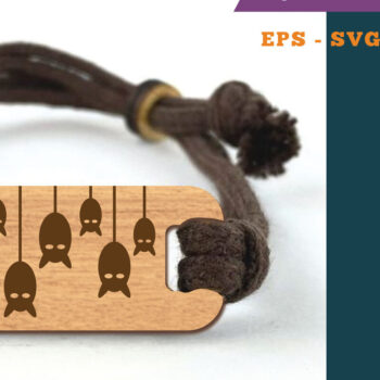 Intra απο ξύλο plywood 3mm-4mm πάχος - Βραχιόλι Halloween Bat Cut Laser Δίασταση 4x4 cm INTRAFABR-110076155 - Image 1