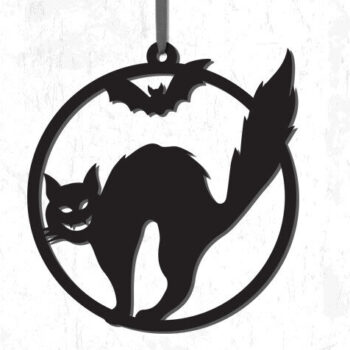 Intra απο ξύλο plywood 3mm-4mm πάχος - Στολίδι για το Halloween Black Cat Δίασταση 5x4 cm INTRAFABR-81315727 - Image 2