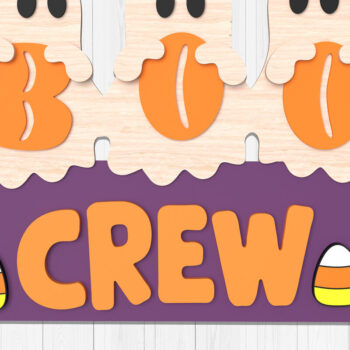 Intra απο ξύλο plywood 3mm-4mm πάχος - Σήμα κοπής λέιζερ Halloween Boo Crew Δίασταση 15x15 cm INTRAFABR-106046884 - Image 1