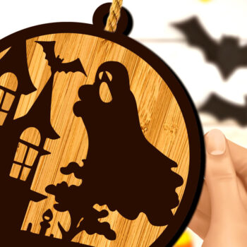 Intra απο ξύλο plywood 3mm-4mm πάχος - Κρεμαστή πινακίδα Halloween Boo Δίασταση 15x15 cm INTRAFABR-102913831 - Image 1
