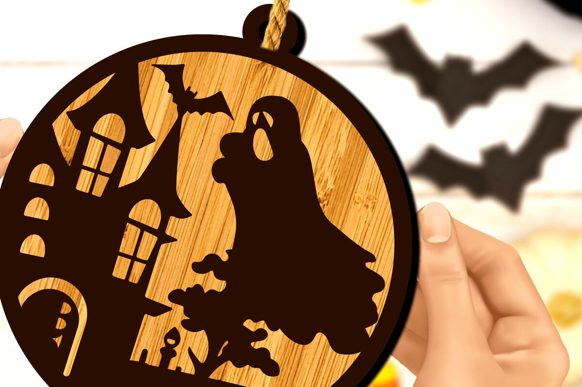 Intra απο ξύλο plywood 3mm-4mm πάχος - Κρεμαστή πινακίδα Halloween Boo Δίασταση 15x15 cm INTRAFABR-102913831