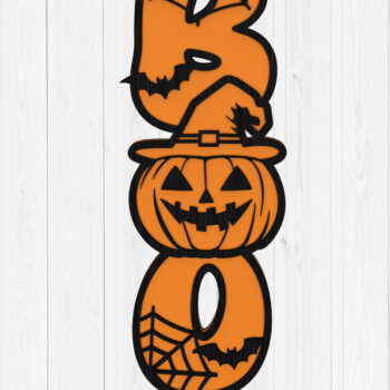 Intra απο ξύλο plywood 3mm-4mm πάχος - Σήμα Halloween BOO,  έτοιμο με λέιζερ Δίασταση 15x15 cm INTRAFABR-103461552 - Image 1