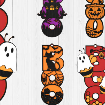 Intra απο ξύλο plywood 3mm-4mm πάχος - Πακέτο 3D  για Halloween BOO Sign Δίασταση 15x15 cm INTRAFABR-104288223 - Image 1