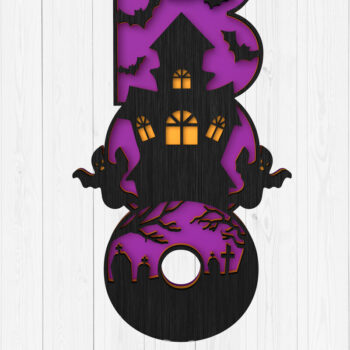 Intra απο ξύλο plywood 3mm-4mm πάχος - Σήμα Halloween BOO  3D Laser Cut Δίασταση 15x15 cm INTRAFABR-104288032 - Image 1
