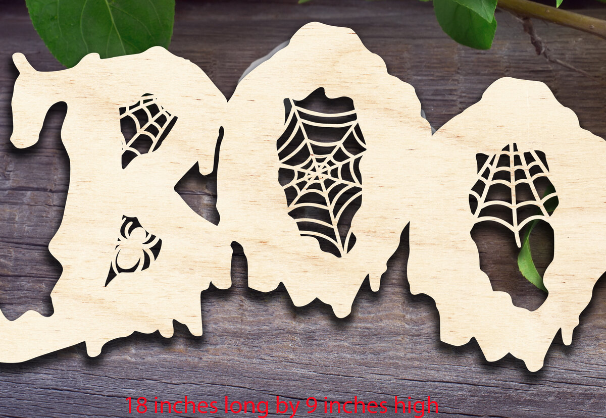 Intra απο ξύλο plywood 3mm-4mm πάχος - Σημάδι Halloween Boo Δίασταση 20x20 cm INTRAFABR-28903362