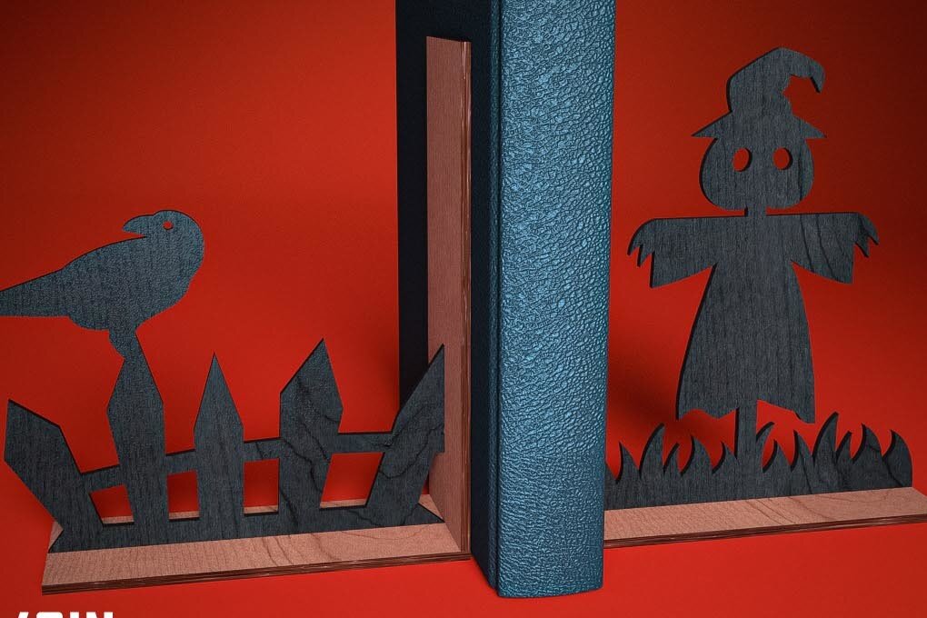 Intra απο ξύλο plywood 3mm-4mm πάχος - Halloween Bookend Laser Cut  Δίασταση 15x15 cm INTRAFABR-75892244