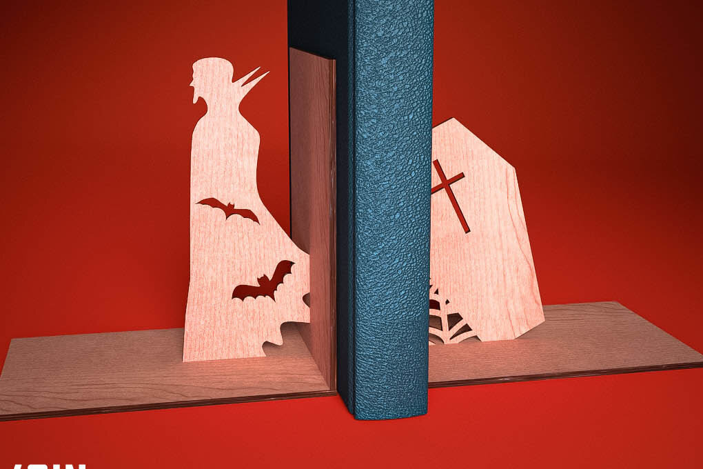 Intra απο ξύλο plywood 3mm-4mm πάχος - Halloween Bookend Laser Cut  | Στοιχειωμένος Δίασταση 15x15 cm INTRAFABR-73287538