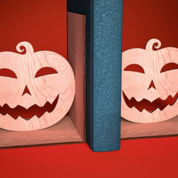 Intra απο ξύλο plywood 3mm-4mm πάχος - Halloween Bookend Laser Cut | Στοιχειωμένος Δίασταση 15x15 cm INTRAFABR-73287100 - Image 1