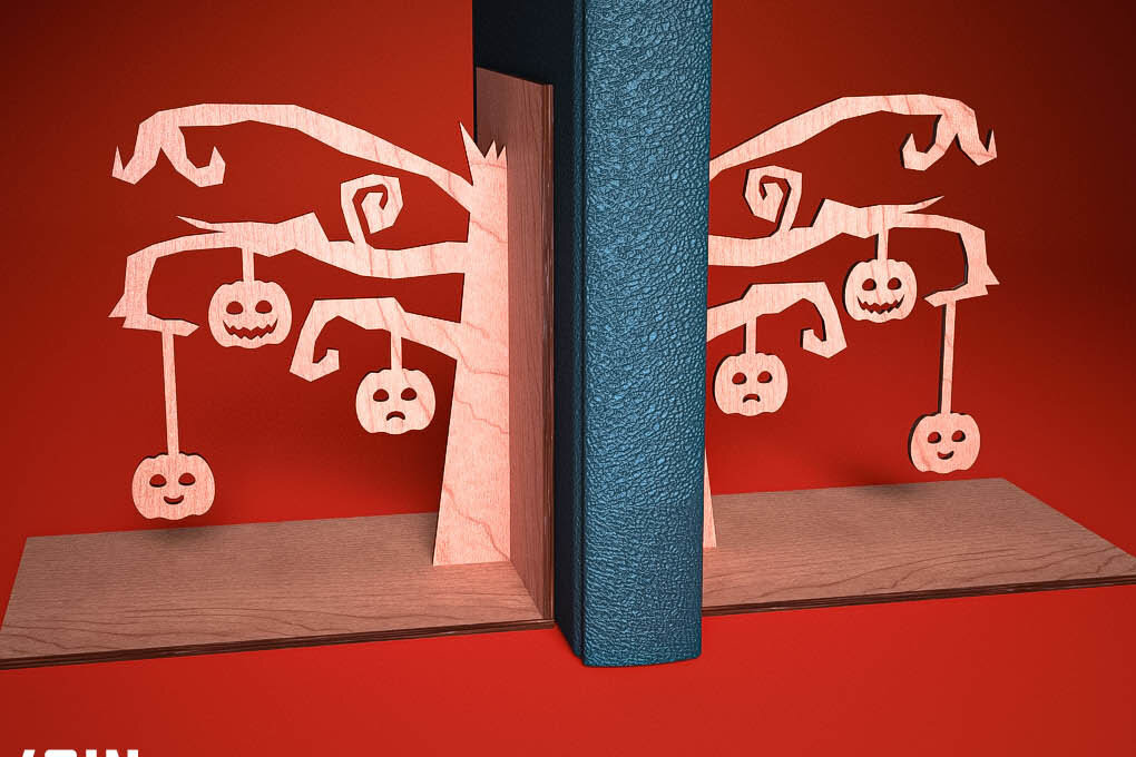 Intra απο ξύλο plywood 3mm-4mm πάχος - Halloween Bookend Laser Cut  | Στοιχειωμένος Δίασταση 15x15 cm INTRAFABR-73287298