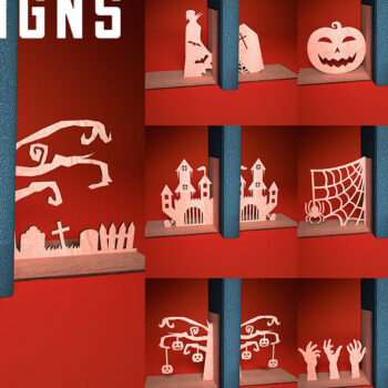 Intra απο ξύλο plywood 3mm-4mm πάχος - Halloween Bookend Laser Cut | Στοιχειωμένος Δίασταση 15x15 cm INTRAFABR-73287034 - Image 1