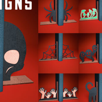 Intra απο ξύλο plywood 3mm-4mm πάχος - Halloween Bookend Laser Cut Δίασταση 15x15 cm INTRAFABR-75892013 - Image 1