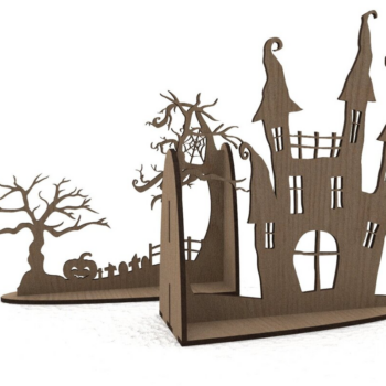 Intra απο ξύλο plywood 3mm-4mm πάχος - Αρχεία αποκοπής με λέιζερ Halloween Bookends Δίασταση 180x150 cm INTRAFABR-104861144 - Image 1