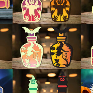 Intra απο ξύλο plywood 3mm-4mm πάχος - Δέσμη  Cut Laser Bottle Halloween Δίασταση 15x15 cm INTRAFABR-105737788