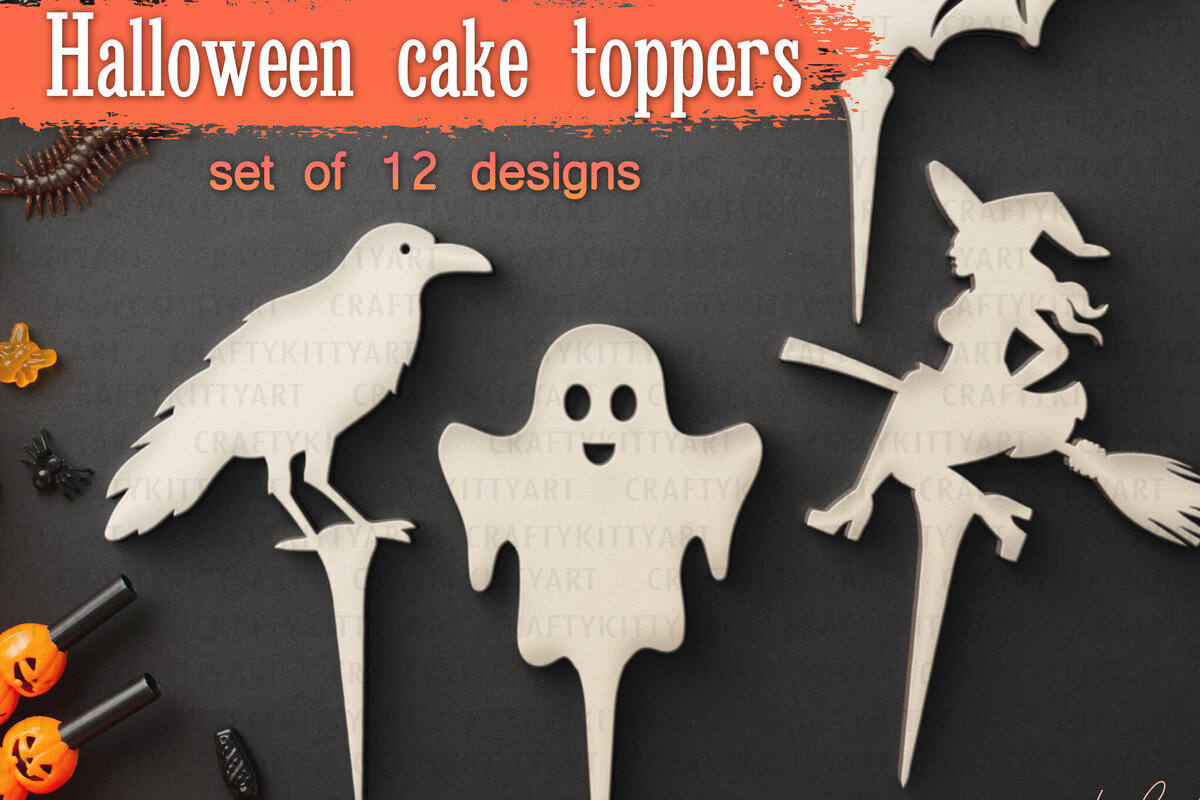 Intra απο ξύλο plywood 3mm-4mm πάχος - Πακέτο Halloween Cake Toppers  Δίασταση 15x15 cm INTRAFABR-107929611