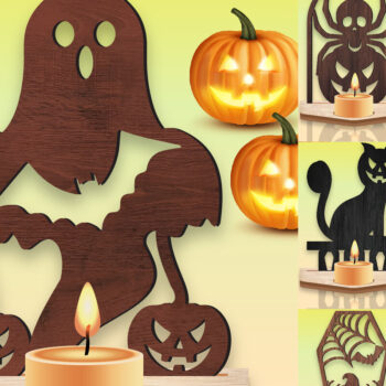 Intra απο ξύλο plywood 3mm-4mm πάχος - Πακέτο αποκριάτικου κεριού Δίασταση 15x15 cm INTRAFABR-106062199 - Image 1