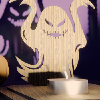 Intra απο ξύλο plywood 3mm-4mm πάχος - Σκιά φαντασμάτων αποκριάτικου κεριού Δίασταση 15x15 cm INTRAFABR-79116713 - Image 1