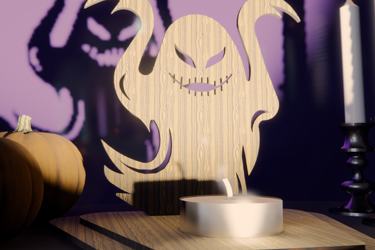 Intra απο ξύλο plywood 3mm-4mm πάχος - Σκιά φαντασμάτων αποκριάτικου κεριού Δίασταση 15x15 cm INTRAFABR-79116713