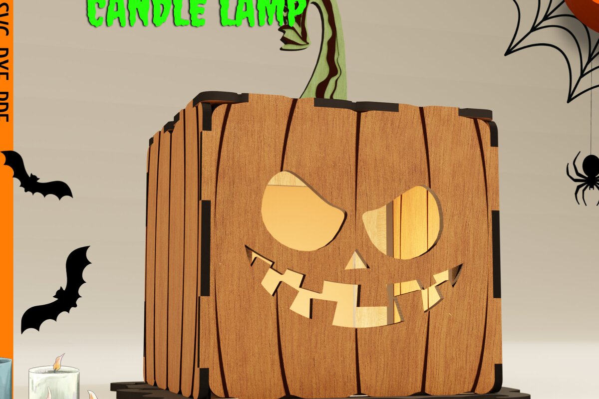 Intra απο ξύλο plywood 3mm-4mm πάχος - Κηροπήγιο αποκριάτικο κομμένο  κολοκύθας Δίασταση 15x15 cm INTRAFABR-104861135