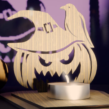 Intra απο ξύλο plywood 3mm-4mm πάχος - Σκιά κολοκύθας αποκριάτικου κεριού Δίασταση 15x15 cm INTRAFABR-79116729 - Image 1