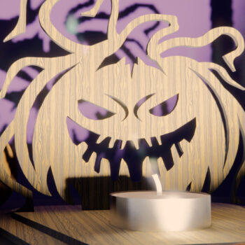 Intra απο ξύλο plywood 3mm-4mm πάχος - Αποκριάτικη Κηροπήγιο Κολοκύθα Δίασταση 15x15 cm INTRAFABR-79116706 - Image 1