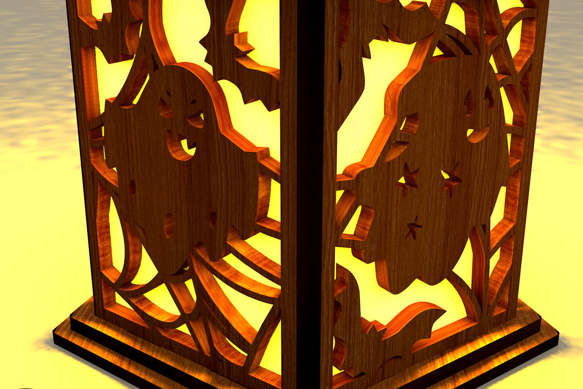 Intra απο ξύλο plywood 3mm-4mm πάχος - Κηροπήγιο αποκριών με φαντάσματα Δίασταση 4x4 cm INTRAFABR-107066516