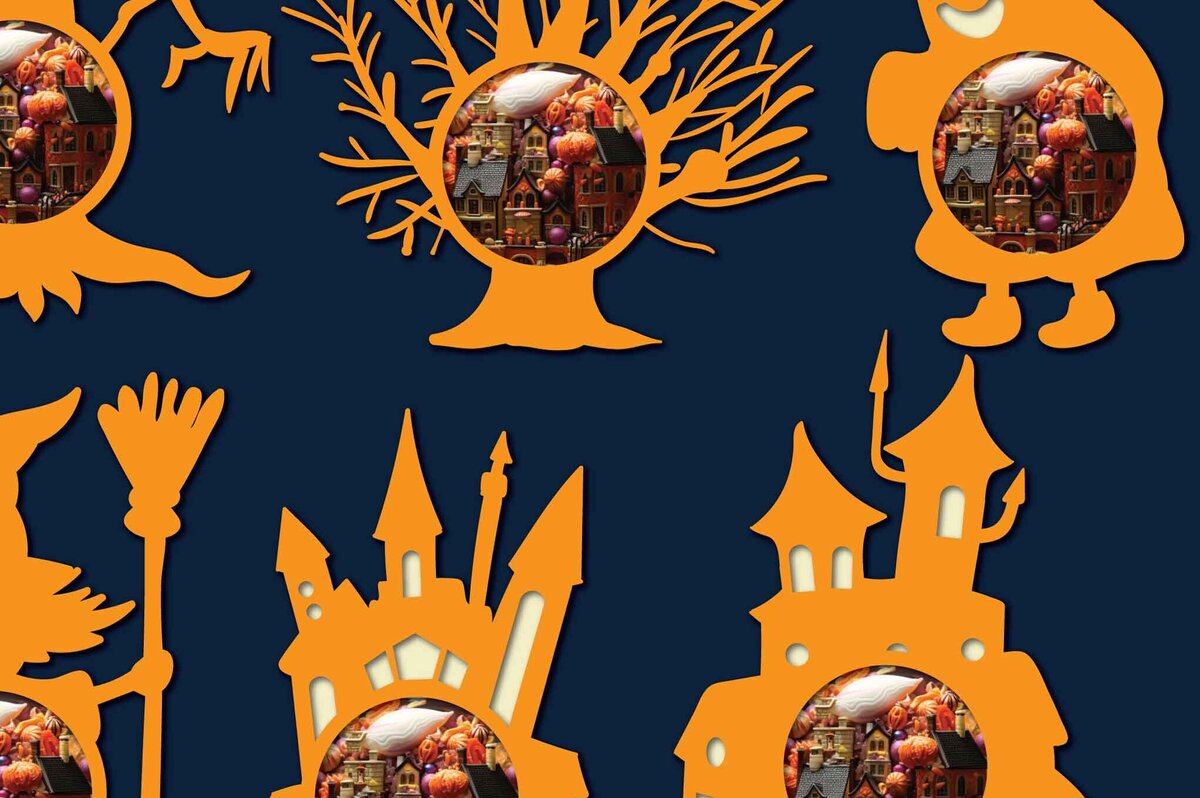 Intra απο ξύλο plywood 3mm-4mm πάχος - Πακέτο Halloween Candy Dome  Δίασταση 15x15 cm INTRAFABR-80751443