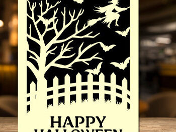 Intra απο ξύλο plywood 3mm-4mm πάχος - Αποκριάτικη κάρτα κοπής με λέιζερ Δίασταση 15x15 cm INTRAFABR-79266663 - Image 2