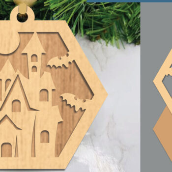 Intra απο ξύλο plywood 3mm-4mm πάχος - Στολίδι με λέιζερ αποκριάτικο κάστρο  Δίασταση 6x6 cm INTRAFABR-105774765 - Image 1