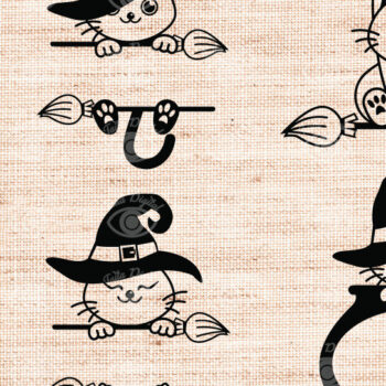 Intra απο ξύλο plywood 3mm-4mm πάχος - Σιλουέτα μονόγραμμα διαιρεμένης γάτας αποκριών Δίασταση 30x20 cm INTRAFABR-76917254 - Image 1