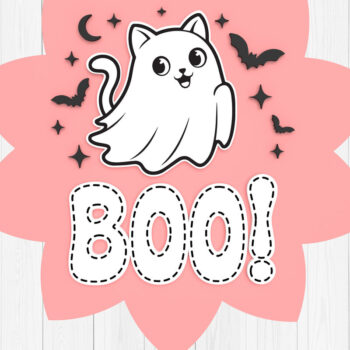 Intra απο ξύλο plywood 3mm-4mm πάχος - Σήμα καλωσορίσματος αποκριάτικων γατών 3d  Δίασταση 30x20 cm INTRAFABR-104923386 - Image 1