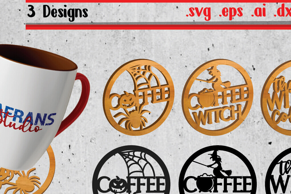 Intra απο ξύλο plywood 3mm-4mm πάχος - Αρχεία αποκοπής για το Halloween Coaster Δίασταση 8x8 cm INTRAFABR-103492233