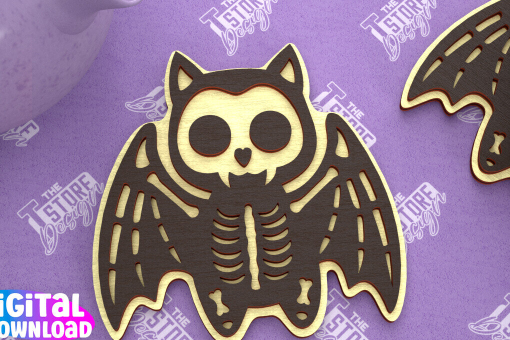 Intra απο ξύλο plywood 3mm-4mm πάχος - Σουβέρ αποκριών | Halloween Party |CNC Δίασταση 15x15 cm INTRAFABR-102479634