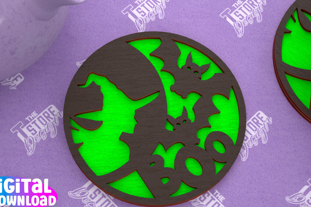 Intra απο ξύλο plywood 3mm-4mm πάχος - Σουβέρ αποκριών | Halloween Party |CNC Δίασταση 15x15 cm INTRAFABR-102479677