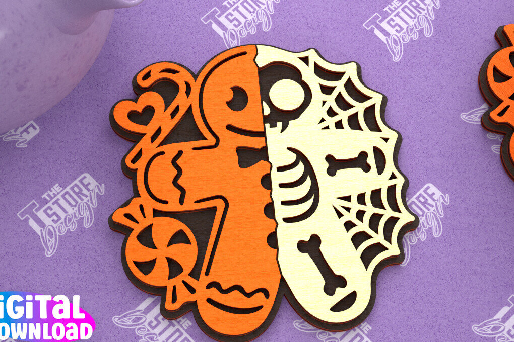 Intra απο ξύλο plywood 3mm-4mm πάχος - Σουβέρ αποκριών | Halloween Party |CNC Δίασταση 15x15 cm INTRAFABR-102479538