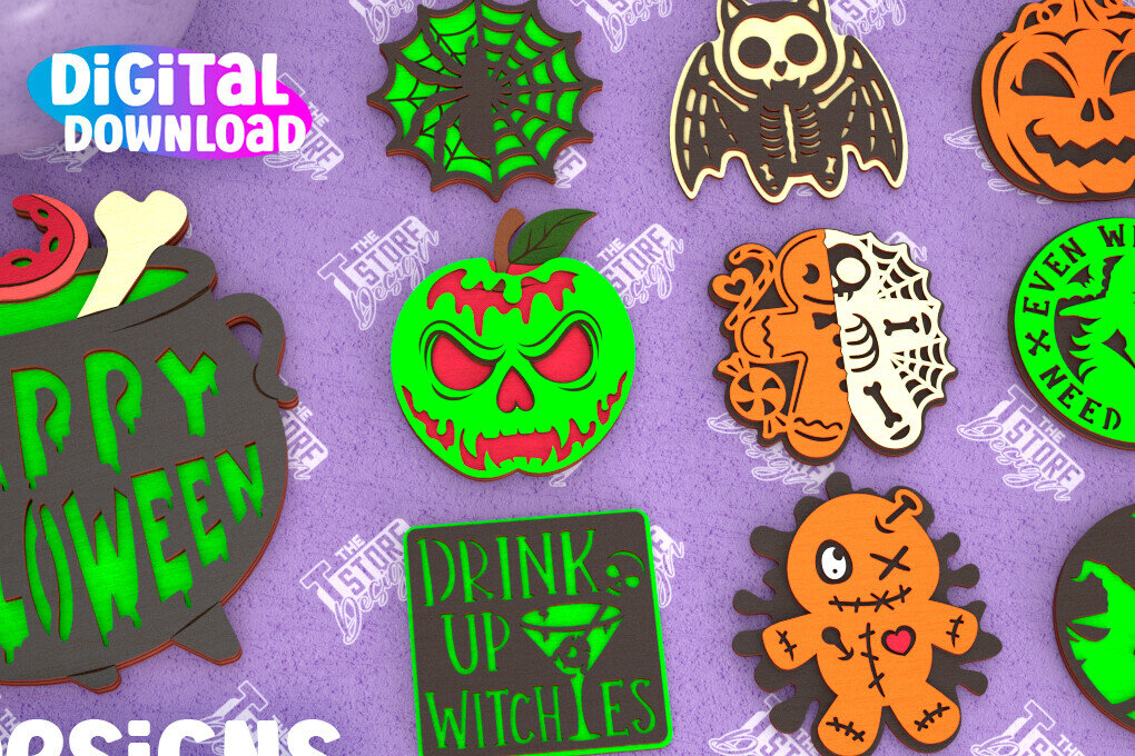 Intra απο ξύλο plywood 3mm-4mm πάχος - Δέσμη κοπής λέιζερ αποκριάτικου σουβέρ | CNC Δίασταση 15x15 cm INTRAFABR-102479783