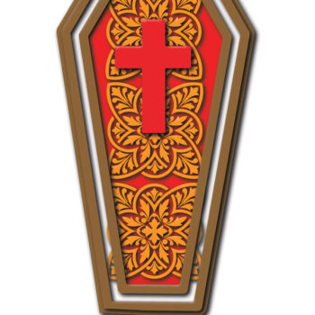 Intra απο ξύλο plywood 3mm-4mm πάχος - Halloween Coffin 3D σχέδιο κοπής με λέιζερ 3 Δίασταση 15x15 cm INTRAFABR-124578124 - Image 1