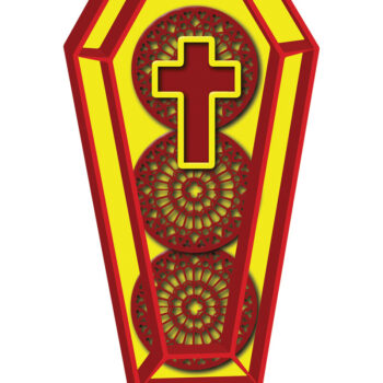 Intra απο ξύλο plywood 3mm-4mm πάχος - Δέσμη  με κομμένο λέιζερ 3D Halloween Coffin Δίασταση 15x15 cm INTRAFABR-124578006 - Image 2