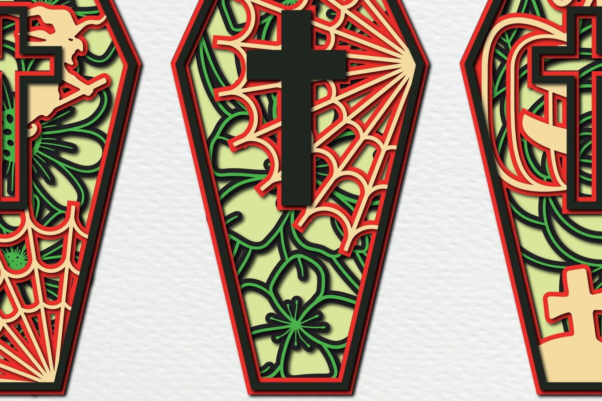 Intra απο ξύλο plywood 3mm-4mm πάχος - Αποκριάτικο φέρετρο 3D κομμένο   Δίασταση 15x15 cm INTRAFABR-35238735