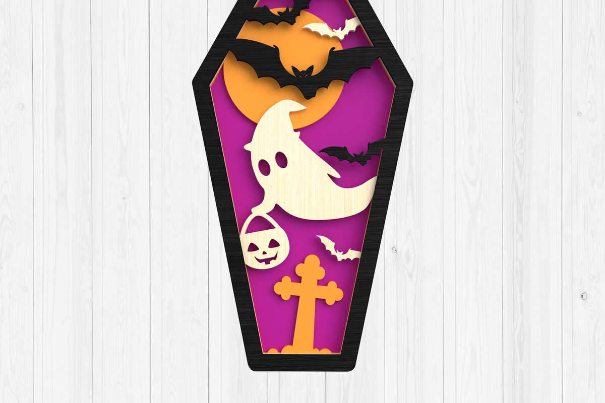 Intra απο ξύλο plywood 3mm-4mm πάχος - Halloween Coffin 3D  Δίασταση 15x15 cm INTRAFABR-102203338