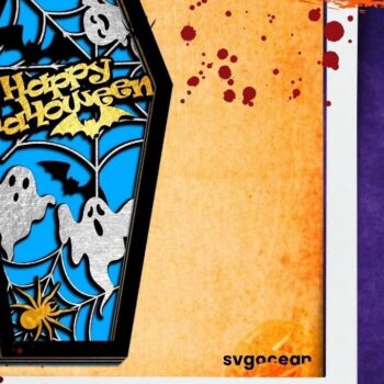 Intra απο ξύλο plywood 3mm-4mm πάχος - Πακέτο Halloween Coffin 3D  Δίασταση 15x15 cm INTRAFABR-36603937 - Image 2