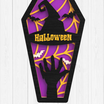 Intra απο ξύλο plywood 3mm-4mm πάχος - Halloween Coffin 3D Laser Cut Δίασταση 15x15 cm INTRAFABR-102203313 - Image 1