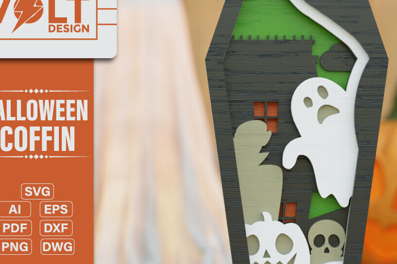 Intra απο ξύλο plywood 3mm-4mm πάχος - Δέσμη 3D  Coffin Halloween Δίασταση 20x25 cm INTRAFABR-104126783