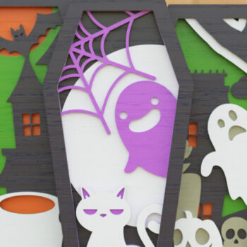 Intra απο ξύλο plywood 3mm-4mm πάχος - Δέσμη 3D  Coffin Halloween Δίασταση 20x25 cm INTRAFABR-104444506 - Image 2