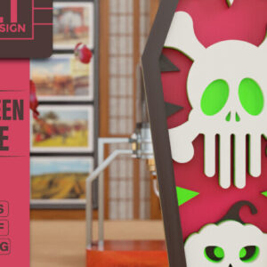 Intra απο ξύλο plywood 3mm-4mm πάχος -  πολλαπλών επιπέδων 3D  Halloween Coffin Δίασταση 40x50 cm INTRAFABR-103811232