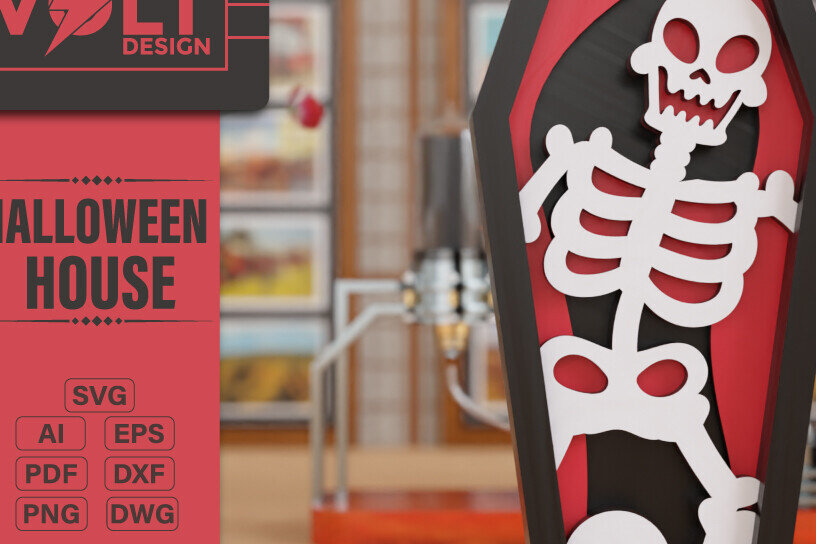 Intra απο ξύλο plywood 3mm-4mm πάχος -  πολλαπλών επιπέδων 3D  Halloween Coffin Δίασταση 20x25 cm INTRAFABR-103863775